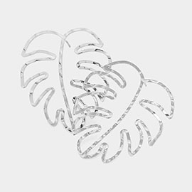 Hammered Metal Cut Out Tropical Leaf Earrings