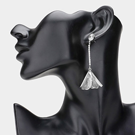 Stone Pointed Metal Cut Out Petal Dropdown Earrings
