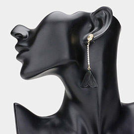 Stone Pointed Metal Cut Out Petal Dropdown Earrings