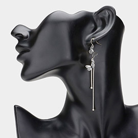 Metal Cut Out Butterfly Chain Dropdown Dangle Earrings