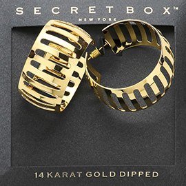 SECRET BOX_14K Gold Dipped Chunky Cut Out Hoop Earrings