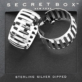 SECRET BOX_Sterling Silver Dipped Chunky Cut Out Hoop Earrings