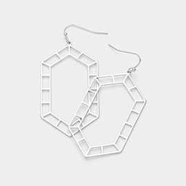 Geometric Hexagon Cut Out Dangle Earrings