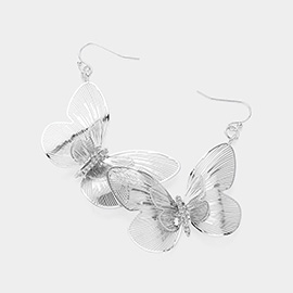 Brass Metal Cut Out Butterfly Dangle Earrings