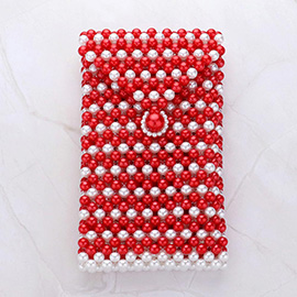 Pearl Beaded Phone Holder Crossbody Bag
