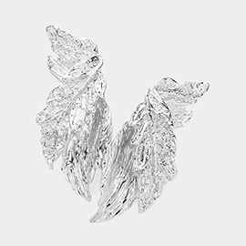 Abstract Textured Metal Leaf Clip On Earrings