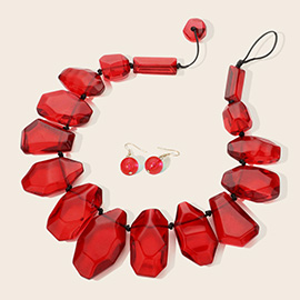 Multi Shaped Acrylic Rock Beaded Statement Necklace