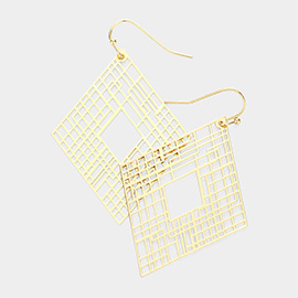 Metal Cut Out Diamond Dangle Earrings