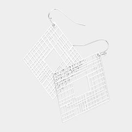 Metal Cut Out Diamond Dangle Earrings