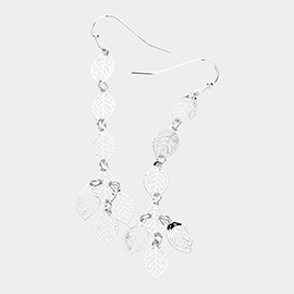 Metal Cut Out Leaf Link Dropdown Dangle Earrings