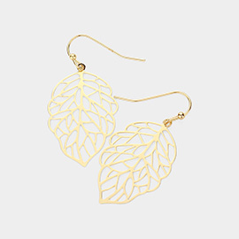 Metal Cut Out Leaf Dangle Earrings