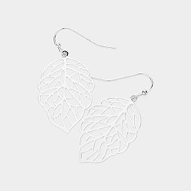 Metal Cut Out Leaf Dangle Earrings