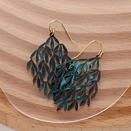 Metal Cut Out Leaves Dangle Earrings