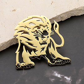 Stainless Steel Cut Out Lion Pin Brooch