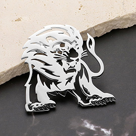 Stainless Steel Cut Out Lion Pin Brooch