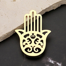 Stainless Steel Cut Out Hamsa Hand Pin Brooch