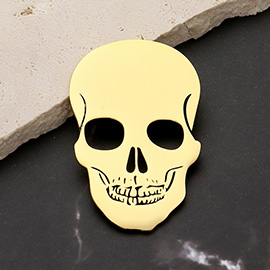 Stainless Steel Cut Out Skull Pin Brooch