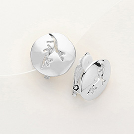 Metal Abstract Cut Out Disc Clip On Earrings