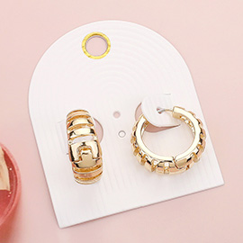 Metal Cut Out Huggie Hoop Earrings