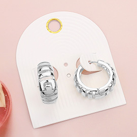 Metal Cut Out Huggie Hoop Earrings
