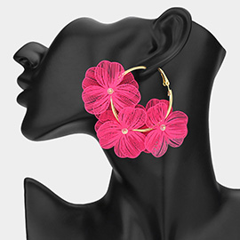 Triple Cut Out Flower Hoop Earrings