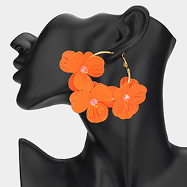 Triple Cut Out Flower Hoop Earrings