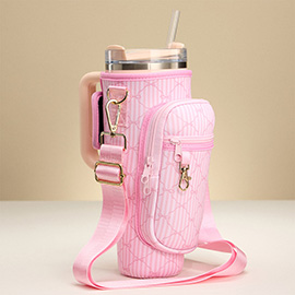 Striped Bow Pattern Tumbler Carrier Holder Bag