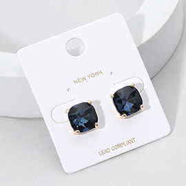 Cushion Square Stone Stud Evening Earrings