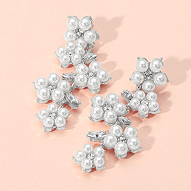 Pearl Embellished Flower Branch Drop Earrings