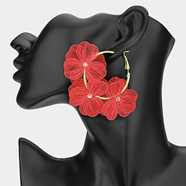 Triple Cut Out Flower Hoop Earrings
