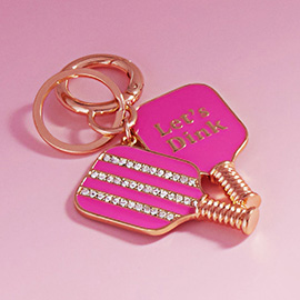 LETS DINK Message Double Enamel Pickleball Paddle Keychain / Bag Charm