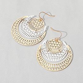 Boho Metal Cut Out Crescent Dangle Earrings