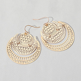 Boho Metal Cut Out Crescent Dangle Earrings