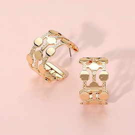 Geometric Metal Cut Out Hoop Earrings