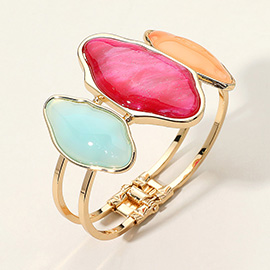 Triple Abstract Sparkled Resin Pointed Hinged Bangle Bracelet