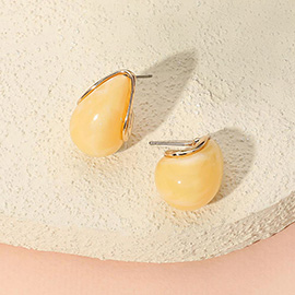 Chunky Celluloid Acetate Dome Teardrop Earrings