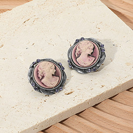Vintage Cameo Stud Earrings