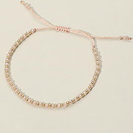 Faceted Seed Beaded Cinch Pull Tie Bracelet
