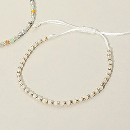 Faceted Seed Beaded Cinch Pull Tie Bracelet