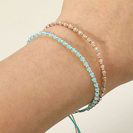 Faceted Seed Beaded Cinch Pull Tie Bracelet