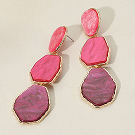 Geometric Glittered Resin Plate Link Drop Dangle Earrings