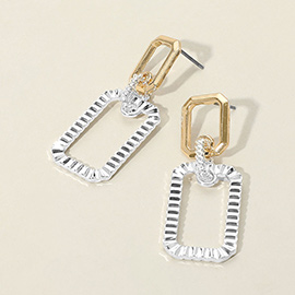 Textured Metal Rectangle Door Knocker Earrings