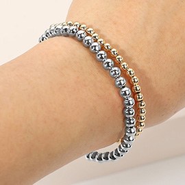 SECRET BOX_2PCS Polished Bubble Beaded Stretch Multi Layered Bracelets