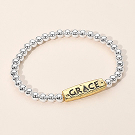 SECRET BOX_GRACE Message Engraved Beaded Stretch Bracelet