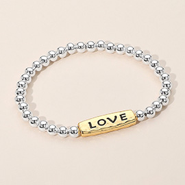 SECRET BOX_LOVE Message Engraved Beaded Stretch Bracelet