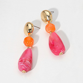 Marbled Resin Pebble Drop Earrings