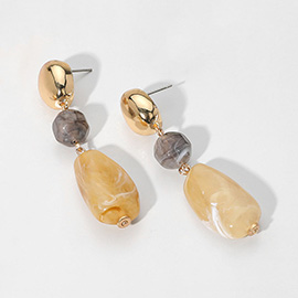 Marbled Resin Pebble Drop Earrings