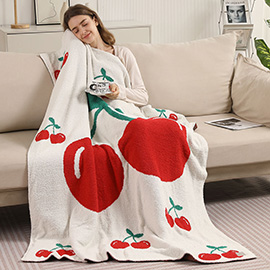 Cherry Patterned Reversible Throw Blanket