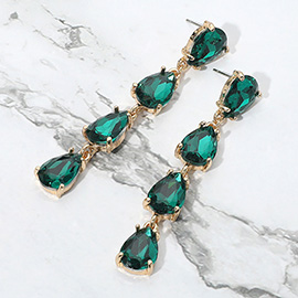 Teardrop Stone Link Dangle Evening Earrings
