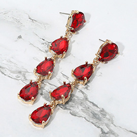 Teardrop Stone Link Dangle Evening Earrings